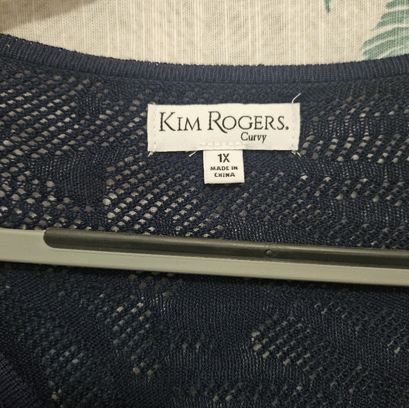 Kim Rogers curvy cardigan navy blue crocheted look NWT 1X - Picture 8 of 12